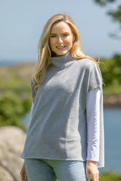 Clearance Sweater Shop Merino Wool & Cashmere Short Sleeve Sweater Silver Grey