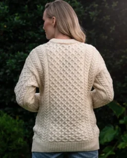 Sale Sweater Shop Merino Wool Aran Sweater Natural - Unisex