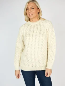 Sale Sweater Shop Merino Wool Aran Sweater Natural - Unisex