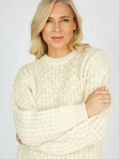 Sale Sweater Shop Merino Wool Aran Sweater Natural - Unisex