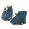 Clearance Sweater Shop Merino Wool Baby Booties - Blue suede