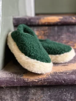 Hot Sweater Shop Merino Wool Slippers Dark Green