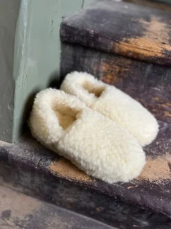 Fashion Sweater Shop Merino Wool Slippers Natural