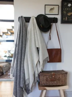 Hot Sweater Shop Natural Wool Eco Throw Pale Grey Herringbone