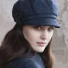 Best Sweater Shop Newsboy Cap Navy Herringbone col.34