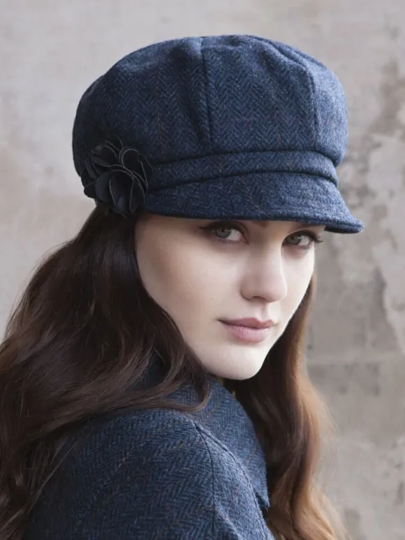 Best Sweater Shop Newsboy Cap Navy Herringbone col.34