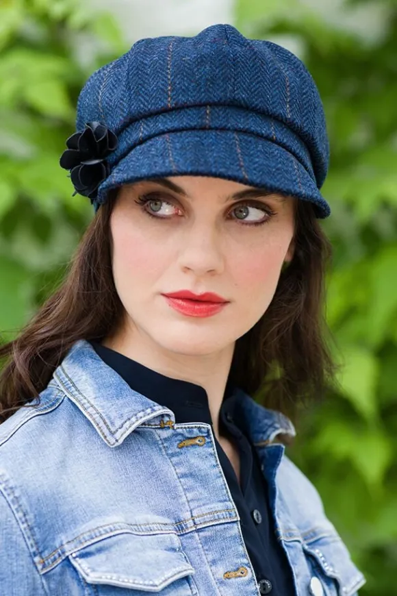 Best Sweater Shop Newsboy Cap Navy Herringbone col.34