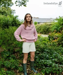 Online Sweater Shop Oversized Shawl Collar Sweater Pale Pink