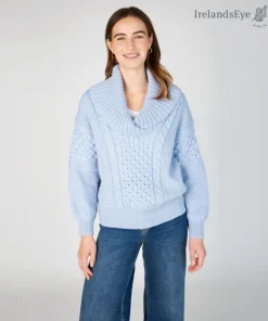 Outlet Sweater Shop Oversized Shawl Collar Sweater Ice Blue