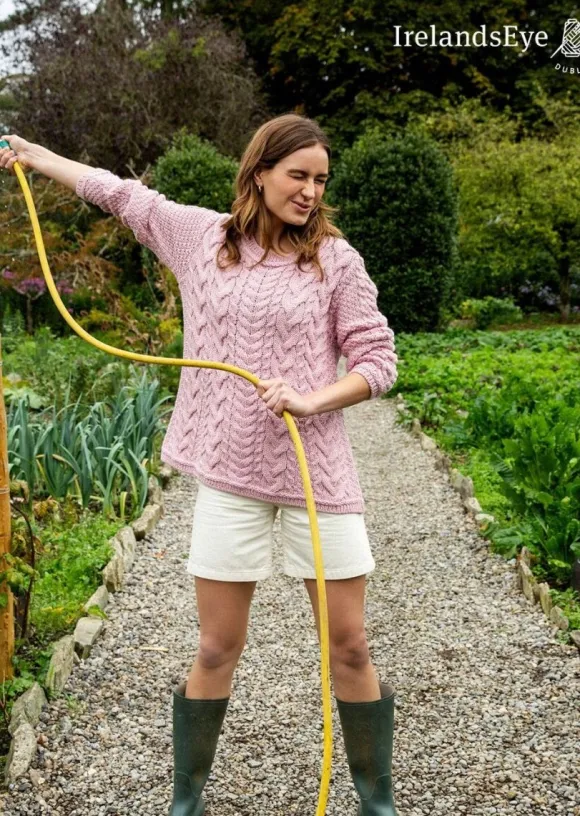 Outlet Sweater Shop Primrose Aran Sweater Pale Pink