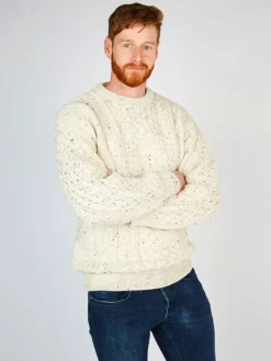 Sale Sweater Shop Pure Wool Aran Sweater Natural Fleck