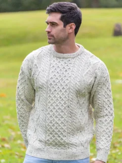 Sale Sweater Shop Pure Wool Aran Sweater Natural Fleck