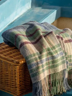 Sale Sweater Shop Pure Wool Throw Blue Green Plaid - Col.LW100