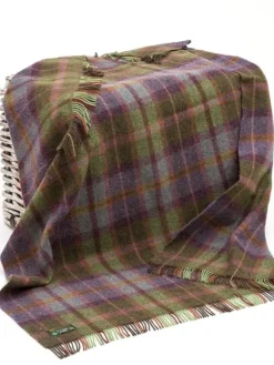 Hot Sweater Shop Pure Wool Throw Green and Purple Tartan - Col.LW187