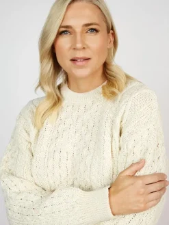 Hot Sweater Shop Pure Wool Unisex Aran Sweater Natural