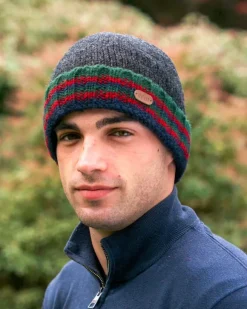 Fashion Sweater Shop Rib pullon Turnup Hat Charcoal Green