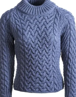 Hot Sweater Shop Shaped Crew Neck Sweater Merino Wool Denim Blue