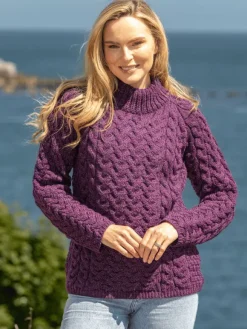 New Sweater Shop Shaped Crew Neck Sweater Merino Wool Purple
