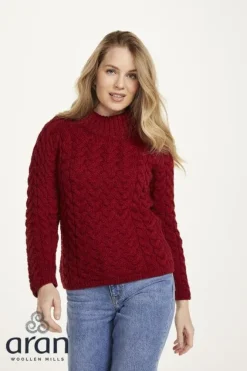 Clearance Sweater Shop Shaped Crew Neck Sweater Red