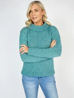 New Sweater Shop Shawl Neck Sweater Aqua