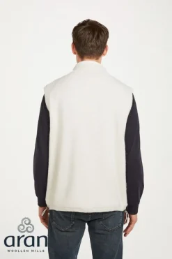 Discount Sweater Shop Sleeveless Lined Shetland Wool Cardigan Natural