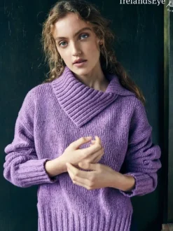 Hot Sweater Shop Slouchy Funnel Neck Sweater Lilac