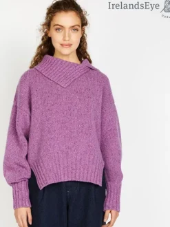 Hot Sweater Shop Slouchy Funnel Neck Sweater Lilac