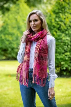 Best Sweater Shop Suantrai of Ireland Open Weave Wool Scarf Pink