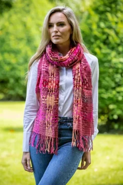 Best Sweater Shop Suantrai of Ireland Open Weave Wool Scarf Pink