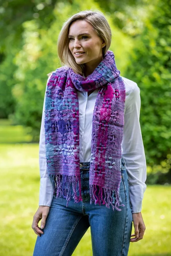 Fashion Sweater Shop Suantrai of Ireland Scarf Open Weave Purple Fuschia