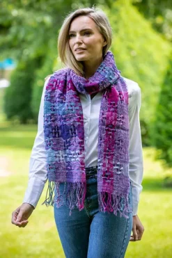 Fashion Sweater Shop Suantrai of Ireland Scarf Open Weave Purple Fuschia