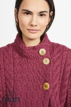 Fashion Sweater Shop Super Soft Aran Button Cardigan Rose