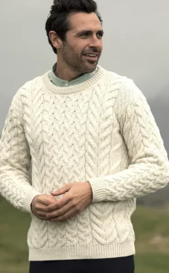 Sale Sweater Shop Super Soft Mens Aran Sweater Natural