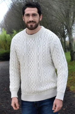 Best Sweater Shop Super Soft Traditional Aran Sweater Natural