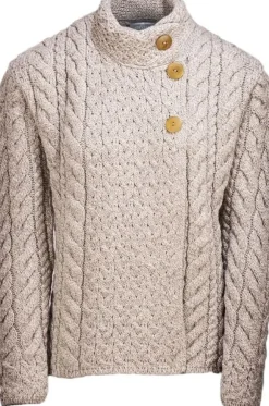 Outlet Sweater Shop Supersoft Aran Cardigan with 3 buttons - Oatmeal