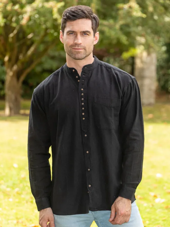 Online Sweater Shop Traditional Grandfather Shirt SW59 Black