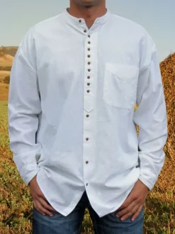 Online Sweater Shop Traditional Grandfather Shirt White