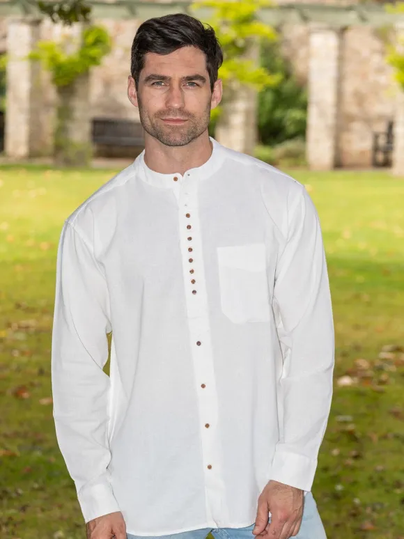 Online Sweater Shop Traditional Grandfather Shirt White