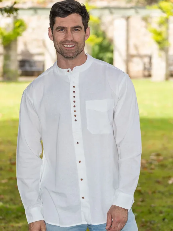 Online Sweater Shop Traditional Grandfather Shirt White