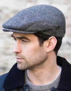 Best Sweater Shop Trinity Flat Cap Grey Herringbone 9105