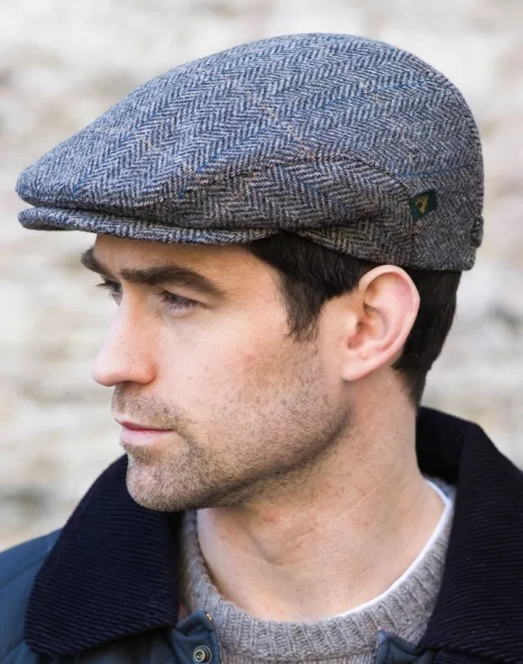 Best Sweater Shop Trinity Flat Cap Grey Herringbone 9105