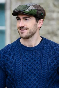 Fashion Sweater Shop Trinity Flat Cap Patchwork Brown