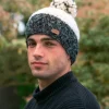 Online Sweater Shop Uneven Wool Bobble Hat Charcoal