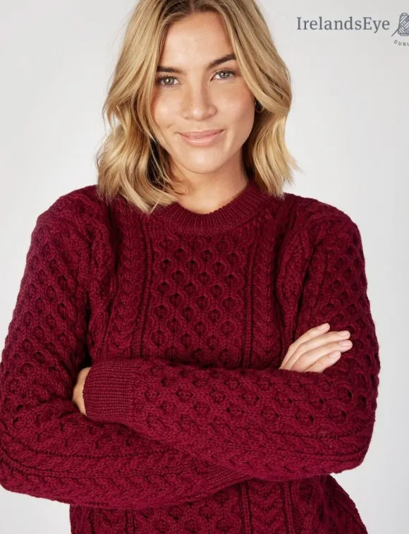 Online Sweater Shop Unisex Heavyweight Aran Sweater Claret