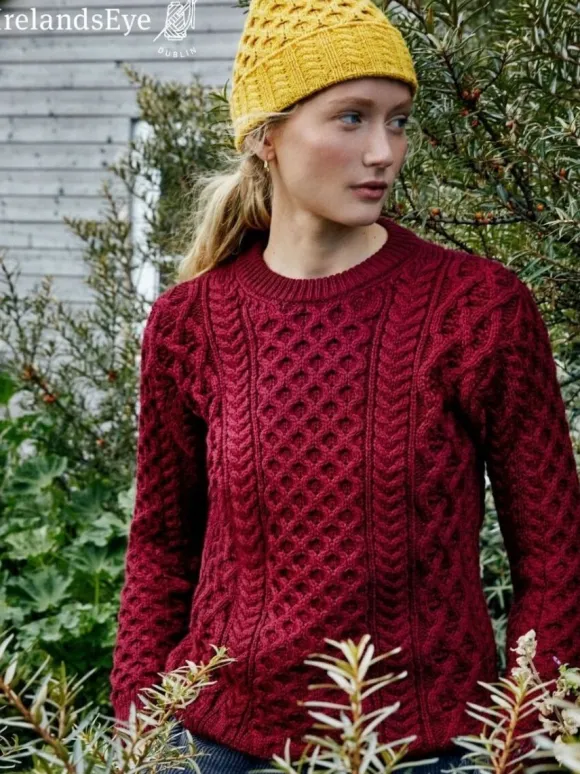 Online Sweater Shop Unisex Heavyweight Aran Sweater Claret