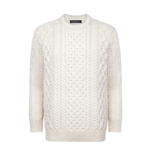 Online Sweater Shop Unisex Heavyweight Aran Sweater - Natural