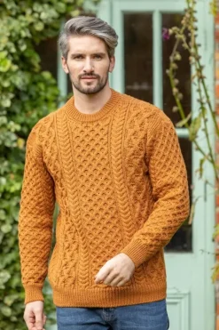 Sale Sweater Shop Unisex Heavyweight Aran Sweater - Golden Ochre