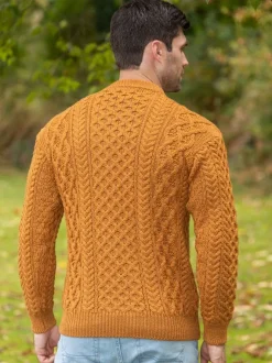 Sale Sweater Shop Unisex Heavyweight Aran Sweater - Golden Ochre