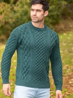 Fashion Sweater Shop Unisex Heavyweight Aran Sweater Evergreen