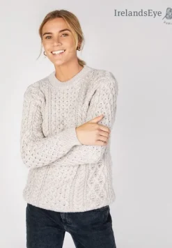 Best Sweater Shop Unisex Heavyweight Aran Sweater Silver Marl